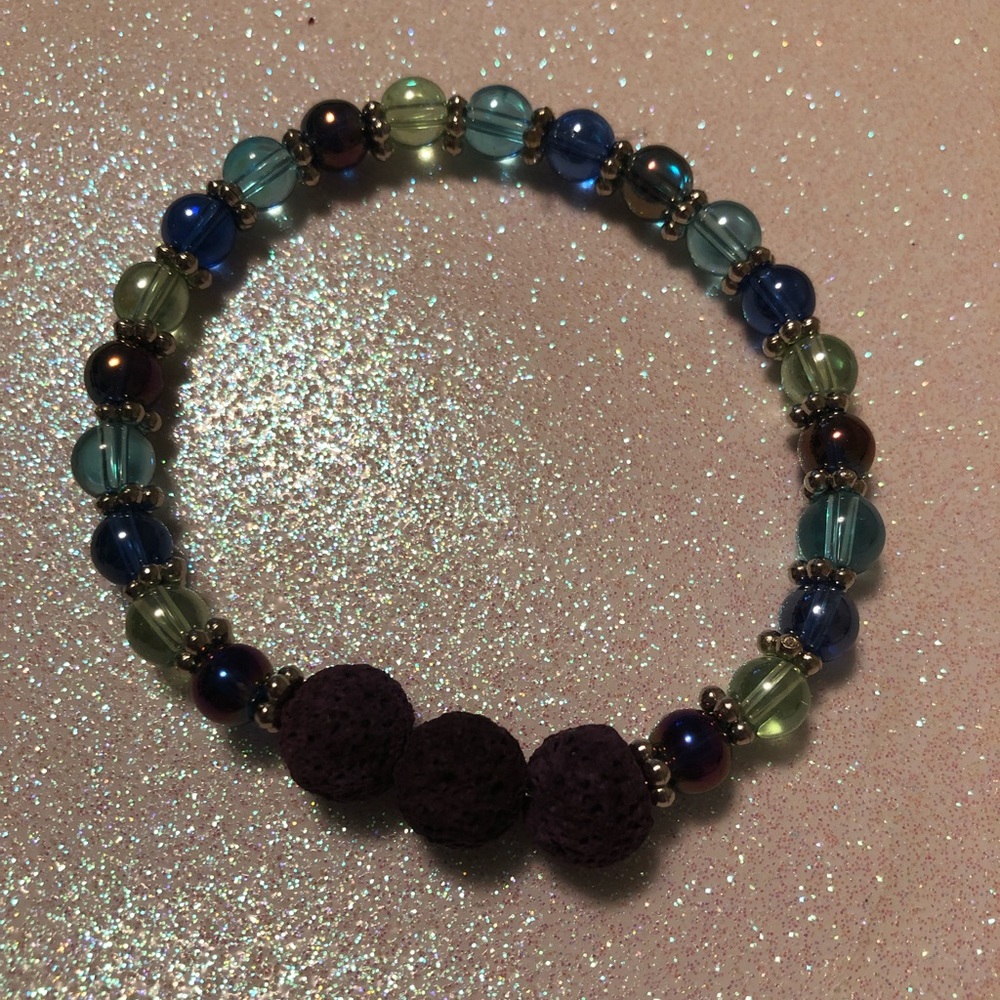 Handmade bracelet with natural lava beads